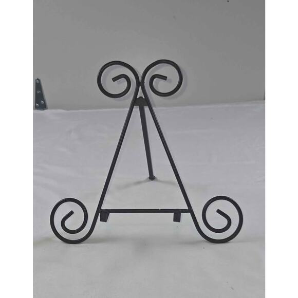Black Wrought Iron Display Easel Stand – 12" Scroll Tabletop - Picture 1 of 2
